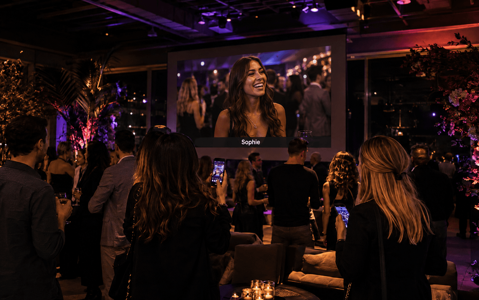 Guests share one photo that appears live on a big screen